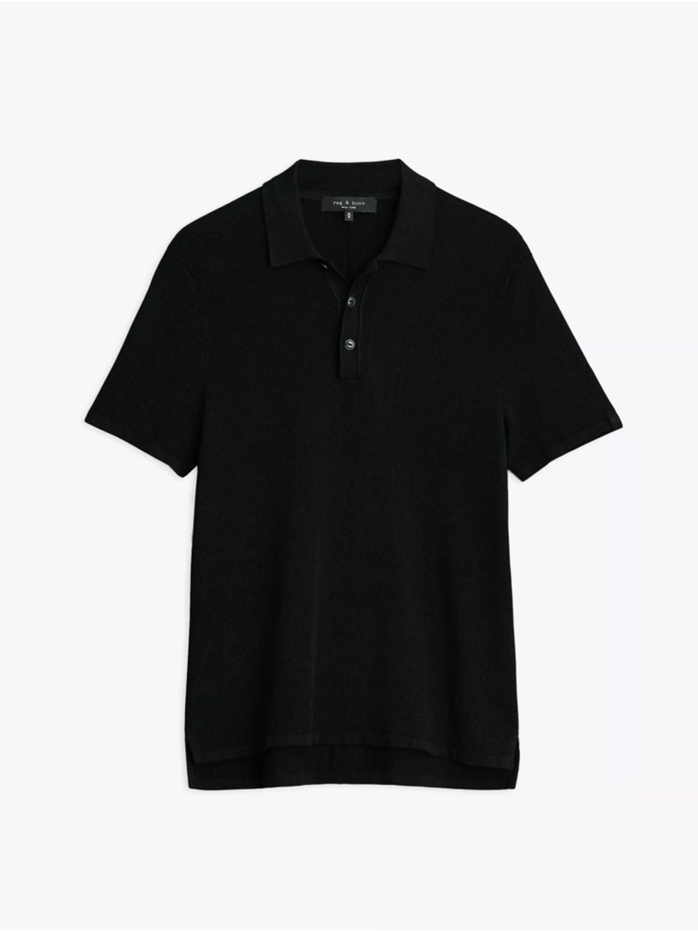 rag & bone Harvey Knit Black Short-Sleeve Polo